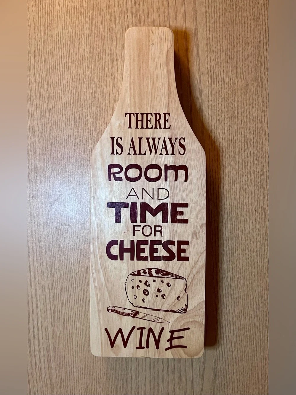 Wine Bottle Wooden Cheese Board Set Swivel Cutting Board Knife Fork Corkscrew